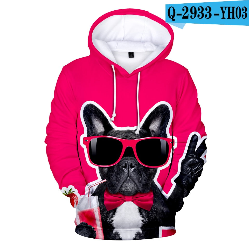 Lässiger Herren Hoodie mit  französischen Bulldogge Print