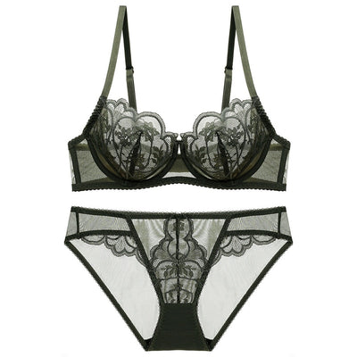 CINOON Sexy Blütenblattform, ultradünnes Cup-BH-Set, Push-up-DessousSet