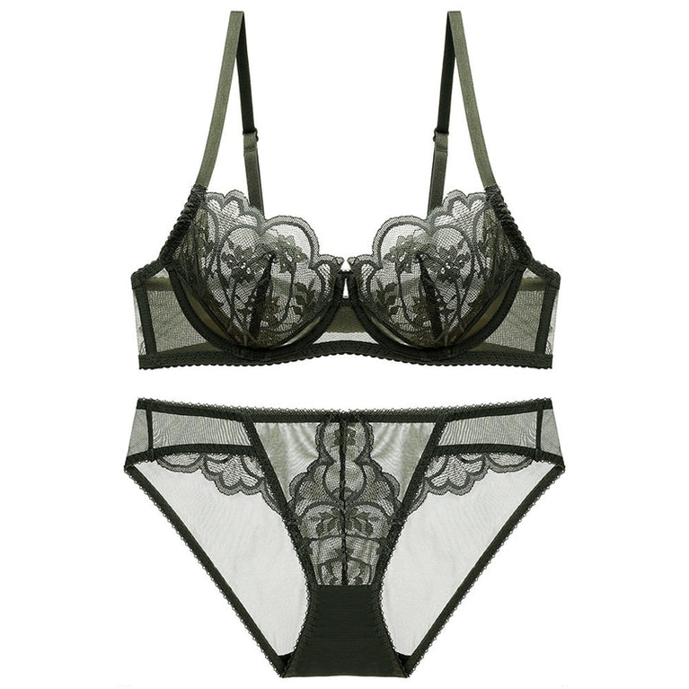 CINOON Sexy Blütenblattform, ultradünnes Cup-BH-Set, Push-up-DessousSet