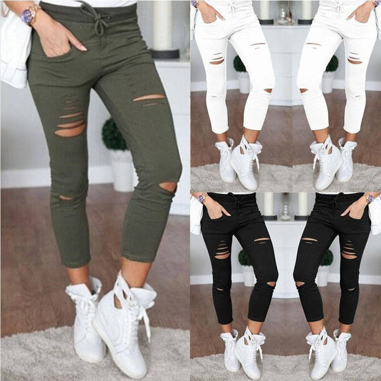 Ripped Stretch Jeans mit Cut Outs