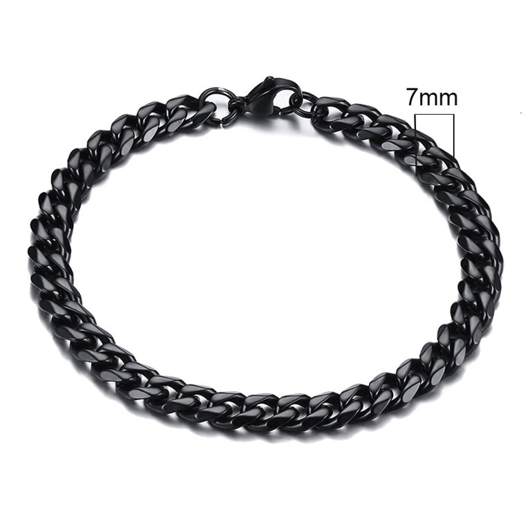 Inisex Vnox Simple 3-11mm Edelstahl Curb Cuban Link Chain Armbänder