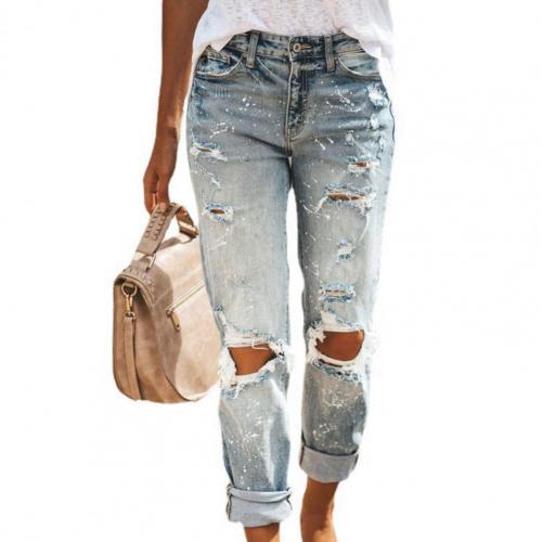 Damen Boyfriend Loch Jeans