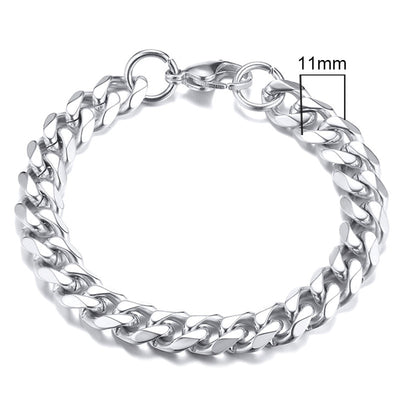 Inisex Vnox Simple 3-11mm Edelstahl Curb Cuban Link Chain Armbänder