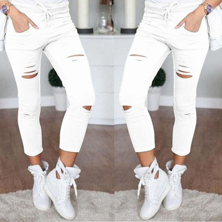 Ripped Stretch Jeans mit Cut Outs