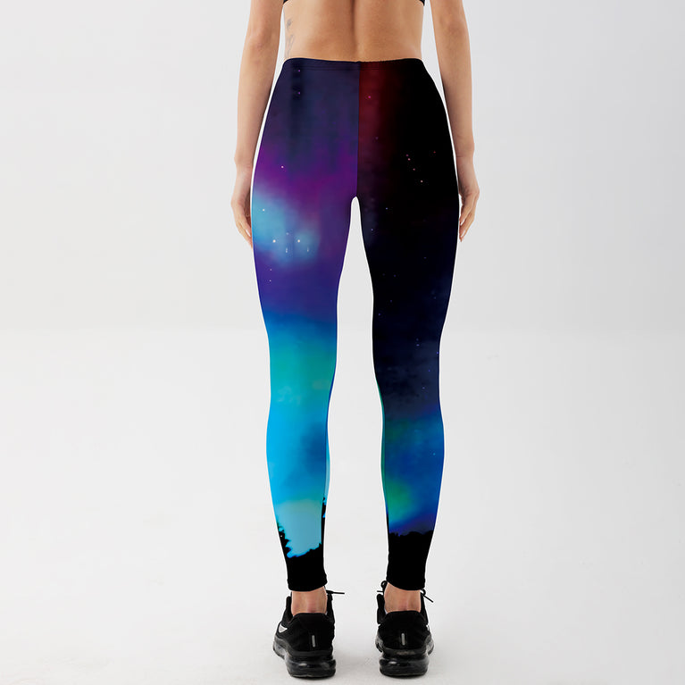 Galaxy Blue Star Mysterious Damen Leggings mit Farbverlauf Digital bedruckt mit  Push-Up Effekt