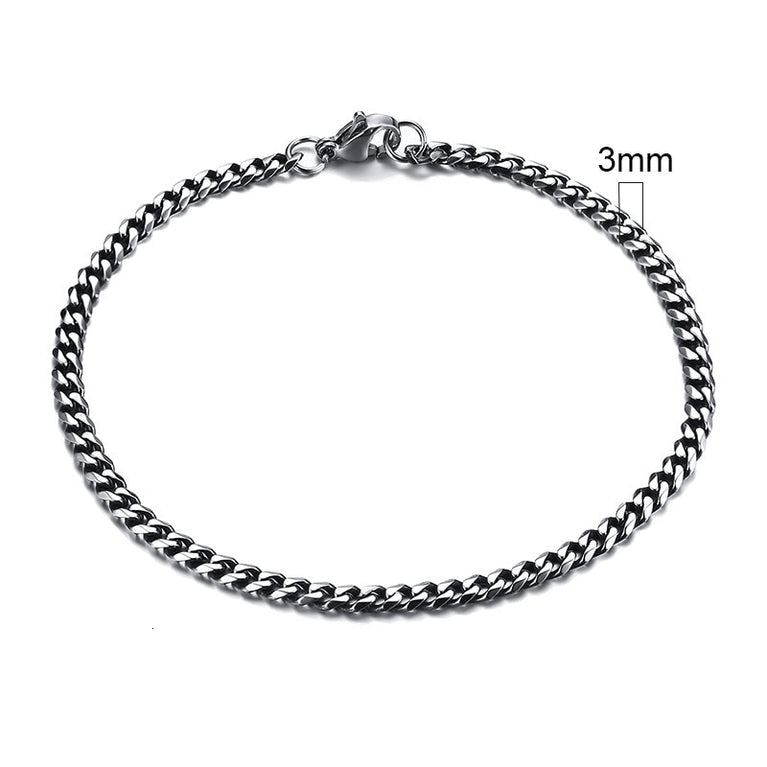 Inisex Vnox Simple 3-11mm Edelstahl Curb Cuban Link Chain Armbänder