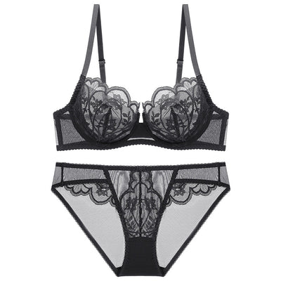 CINOON Sexy Blütenblattform, ultradünnes Cup-BH-Set, Push-up-DessousSet