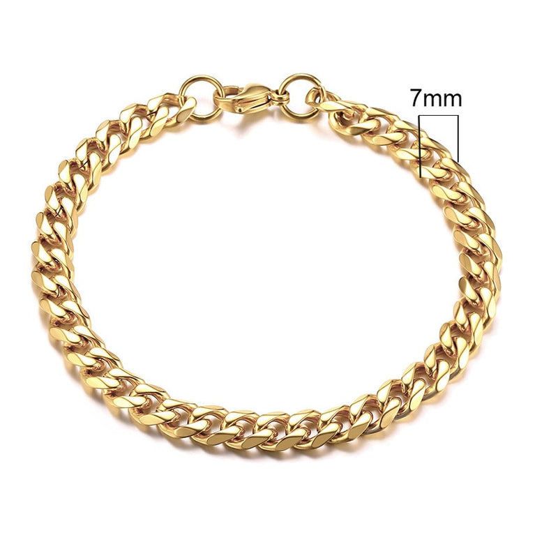 Inisex Vnox Simple 3-11mm Edelstahl Curb Cuban Link Chain Armbänder