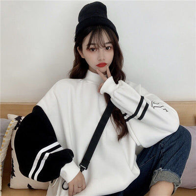 Harajuku Japan Koreanische Lose Tops Weiblich Rot Blau Lässig Grün Lose Sweatshirt Frühling Langarm Hoodie Mädchen Hoodie Streetwear