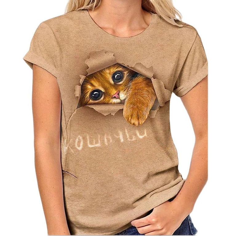 Tolles Damen Shirt mit verschiedenen Katzen Druckmotiven