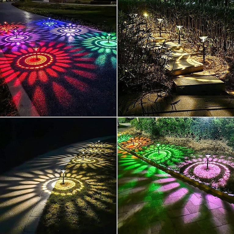 Gartenleuchten Solar-LED-Licht im Freien wasserdichte RGB-Farbwechsel-Solarweg-Rasenlampe für Gartendekor-Landschaftsbeleuchtung