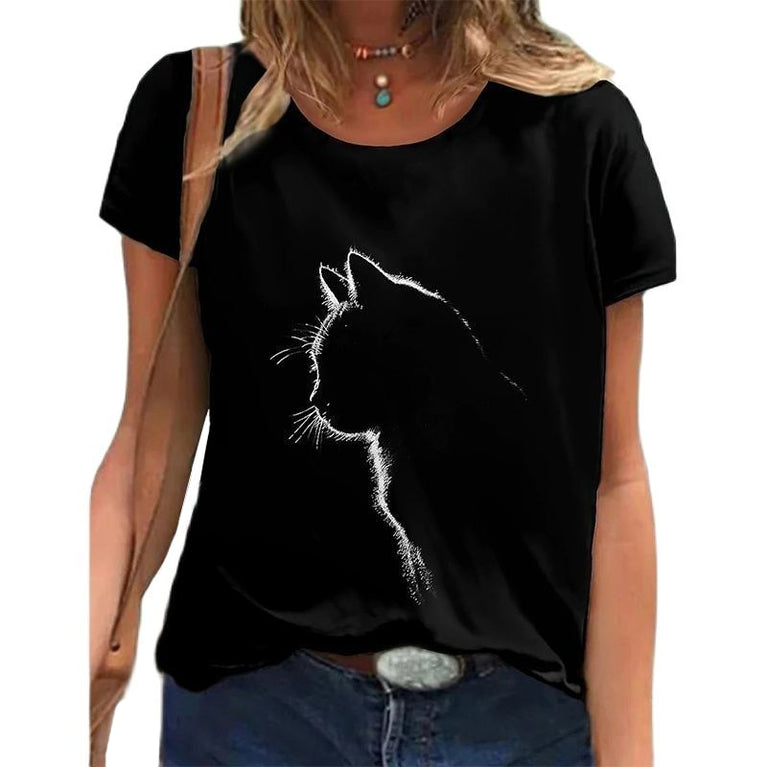 Tolles Damen Shirt mit verschiedenen Katzen Druckmotiven