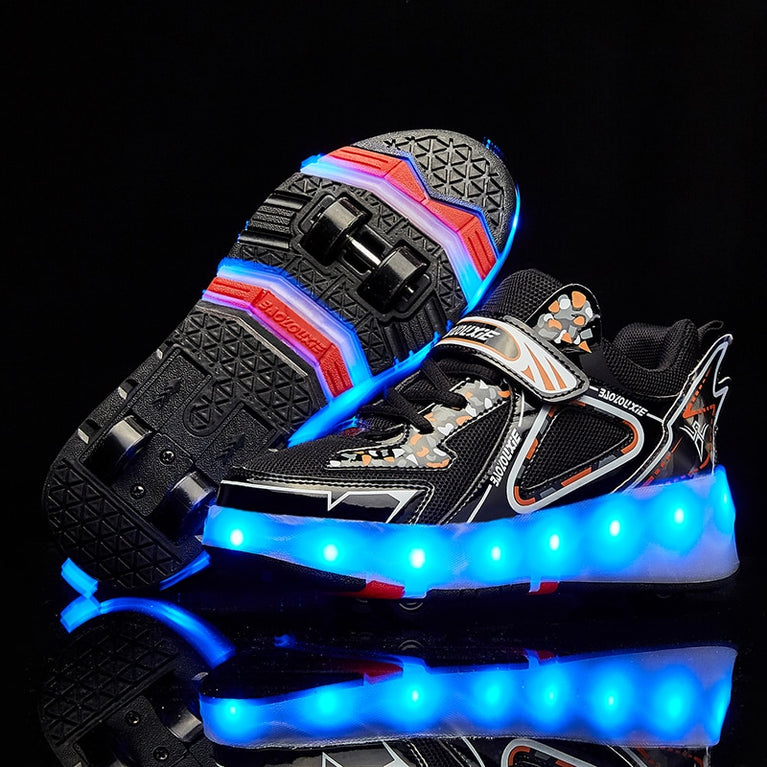 Neue USB Schuhe mit Rollen für Jungen und Mädchen, LED Licht