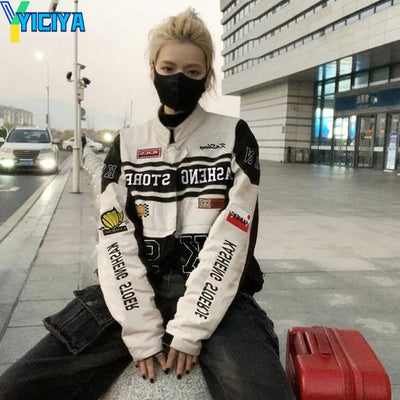 YICIYA Bomber Damen Race Style Jacke