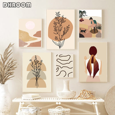 Abstrakte Linien Botanische Boho Poster