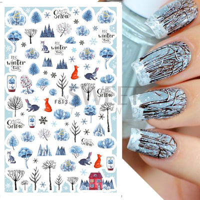 Winter Snowy Nails Art Design