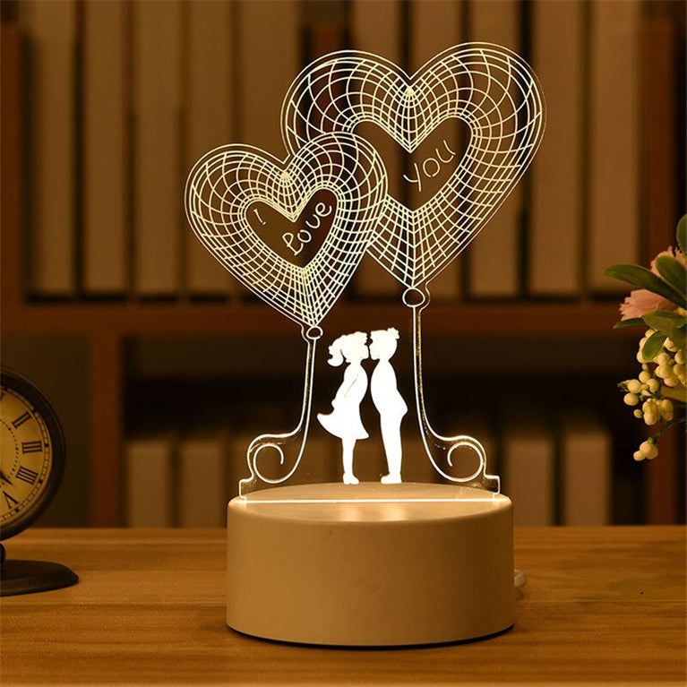 Romantische Liebe 3D-Acryl-LED-Lampe für Zuhause