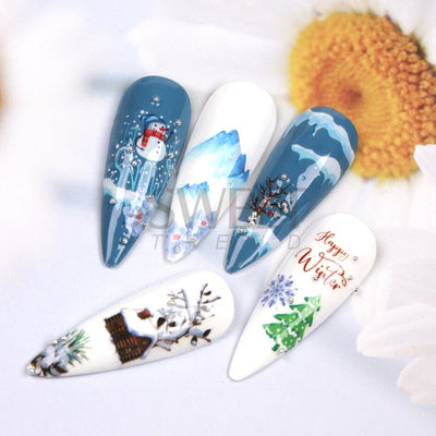 Winter Snowy Nails Art Design