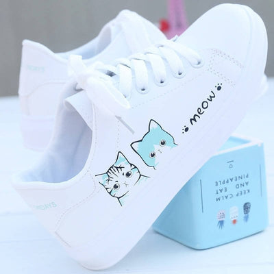 Damen Sneakers  mit Katzenmotiv