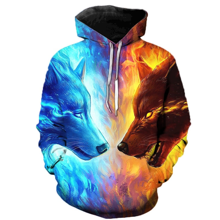 3D Wolf Herren Hoodie