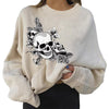 Skull Skeleton Print Oversize Damen Sweatshirt