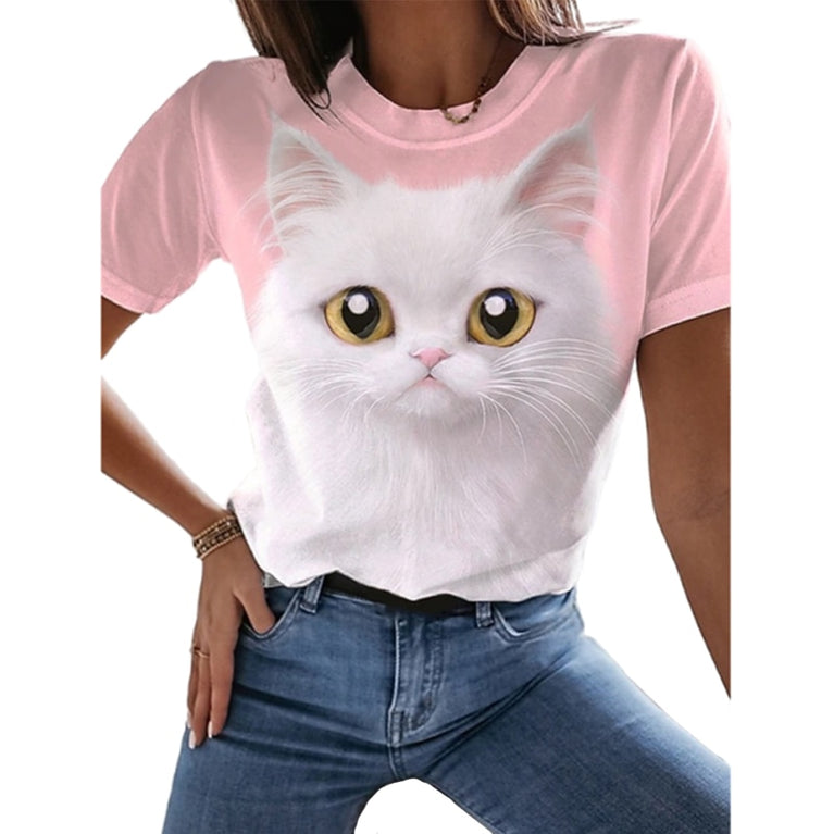 Tolles Damen Shirt mit verschiedenen Katzen Druckmotiven