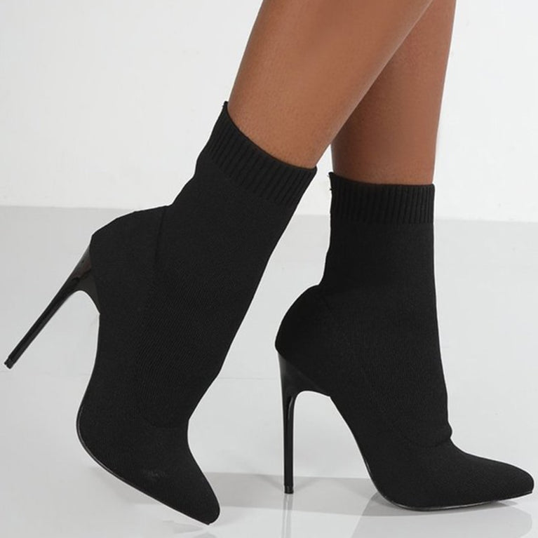 Frauen Stiefel - Kurze High Heels Schuhe für Damen