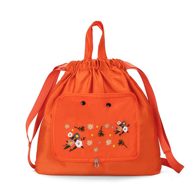 Damen-Schulter-Rucksack mit Kordelzug und Blumenmuster