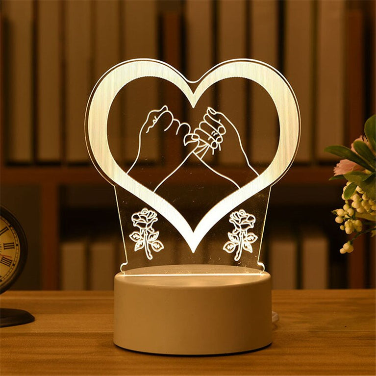 Romantische Liebe 3D-Acryl-LED-Lampe für Zuhause