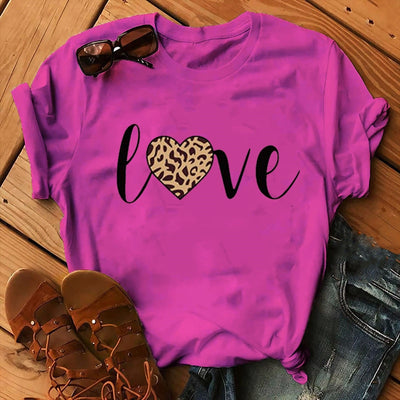 Love Print T-Shirt für Damen