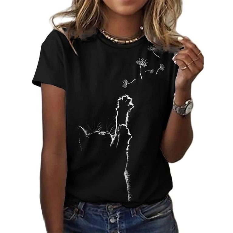 Tolles Damen Shirt mit verschiedenen Katzen Druckmotiven