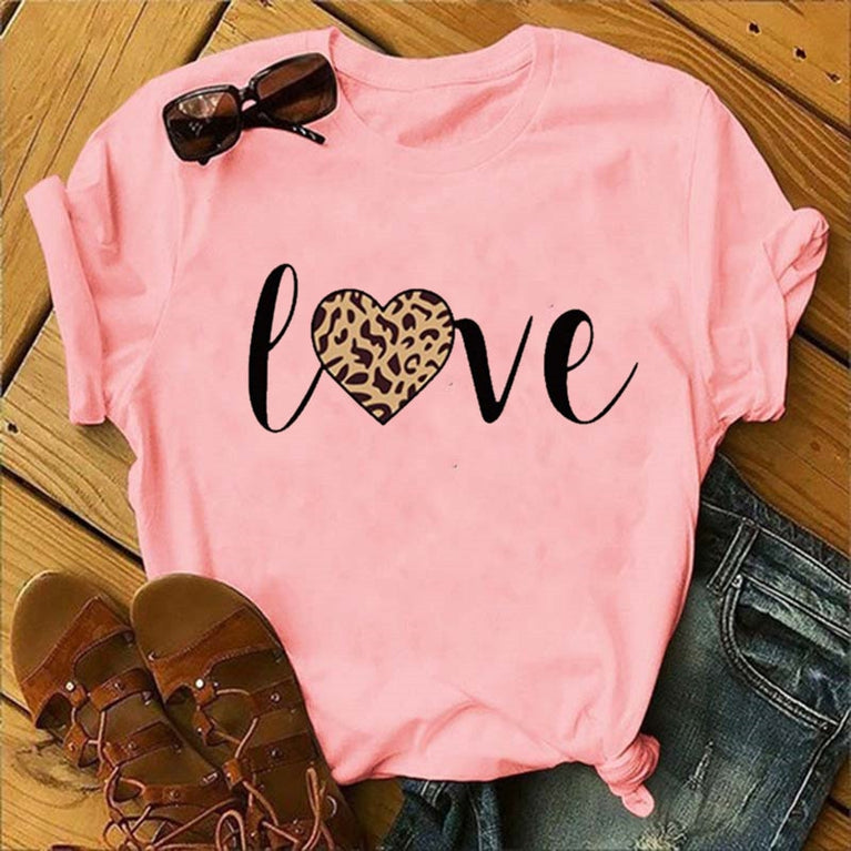 Love Print T-Shirt für Damen