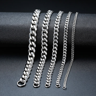 Inisex Vnox Simple 3-11mm Edelstahl Curb Cuban Link Chain Armbänder