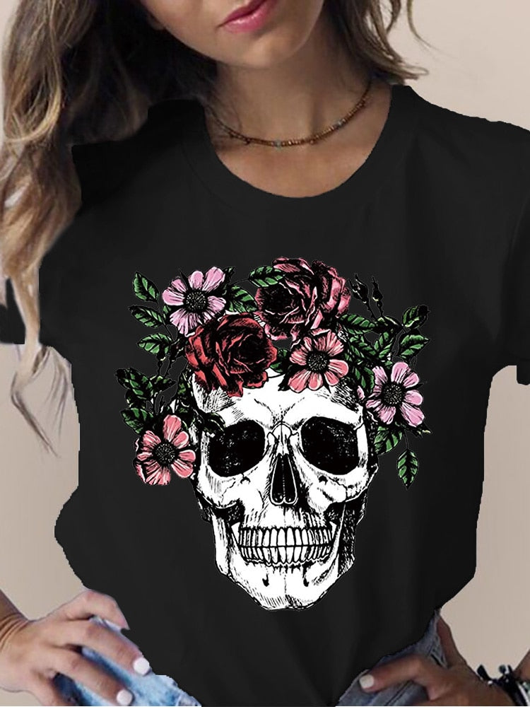 Casual Damen Shirt mit Skull Butterfly Motiv oder auch anderen Motiven lieferbar