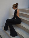 Black Sexy Backless Damen Jumpsuit