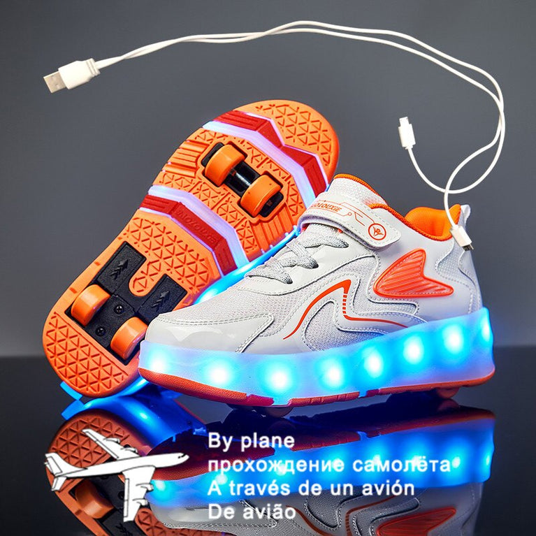 Neue USB Schuhe mit Rollen für Jungen und Mädchen, LED Licht