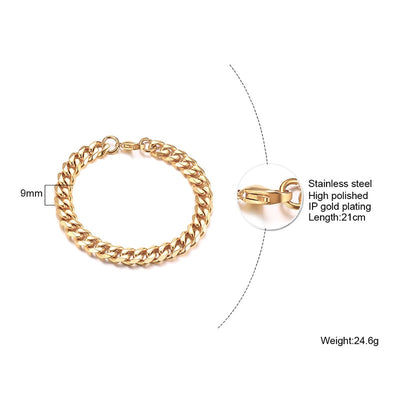 Inisex Vnox Simple 3-11mm Edelstahl Curb Cuban Link Chain Armbänder