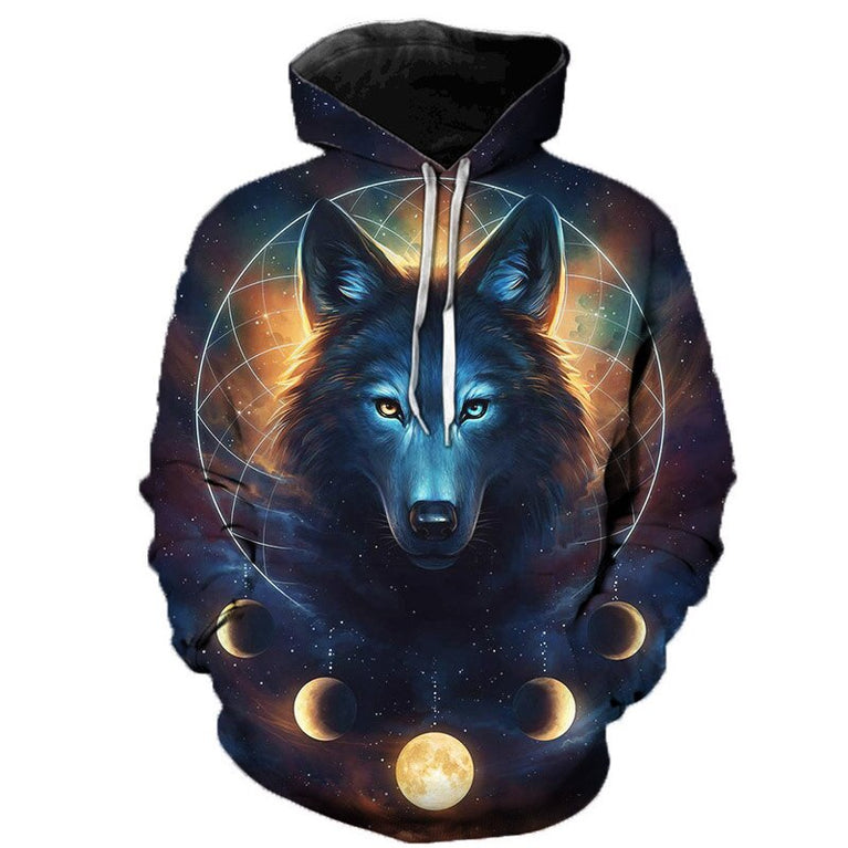 3D Wolf Herren Hoodie