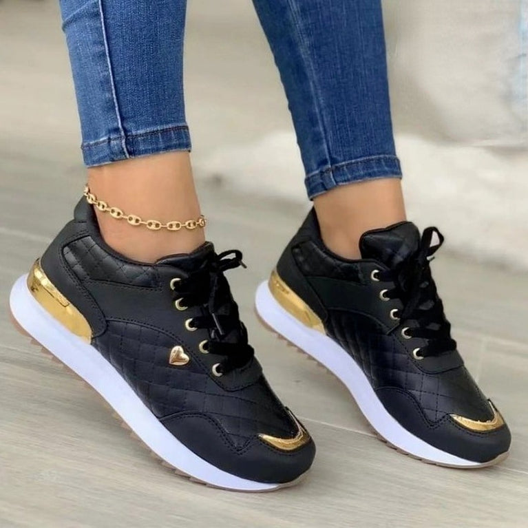 Damen Sneakers mit Gold Aplikation