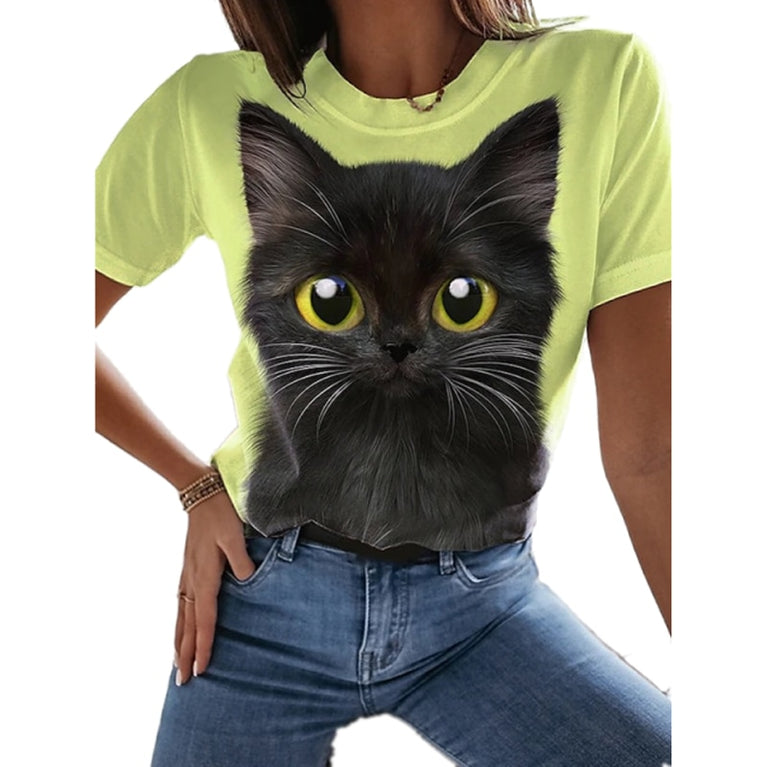 Tolles Damen Shirt mit verschiedenen Katzen Druckmotiven