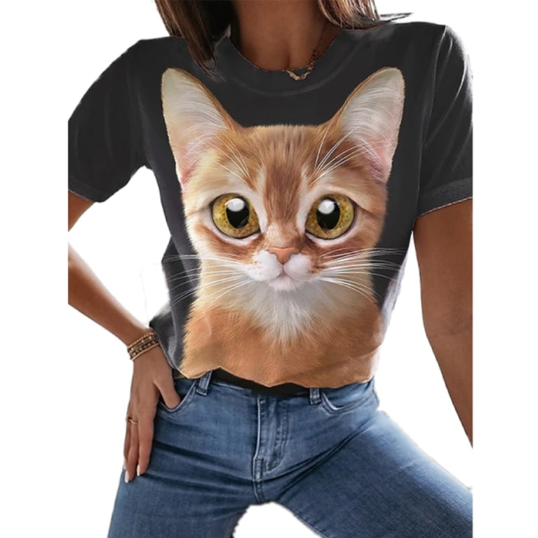 Tolles Damen Shirt mit verschiedenen Katzen Druckmotiven