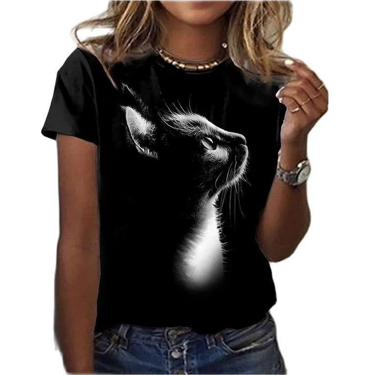 Tolles Damen Shirt mit verschiedenen Katzen Druckmotiven