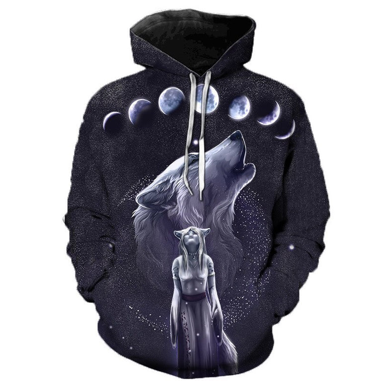 3D Wolf Herren Hoodie