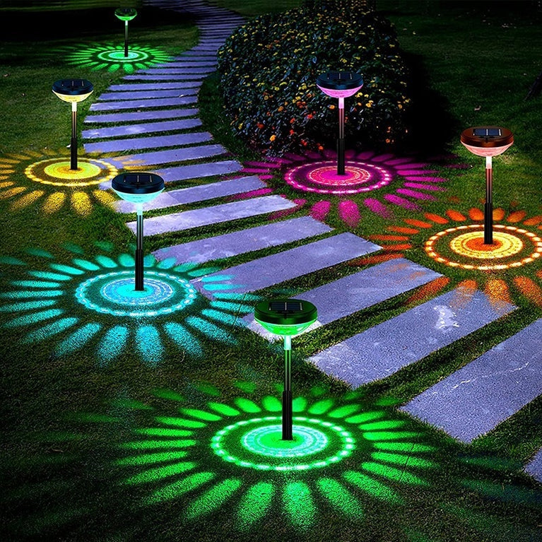 Gartenleuchten Solar-LED-Licht im Freien wasserdichte RGB-Farbwechsel-Solarweg-Rasenlampe für Gartendekor-Landschaftsbeleuchtung