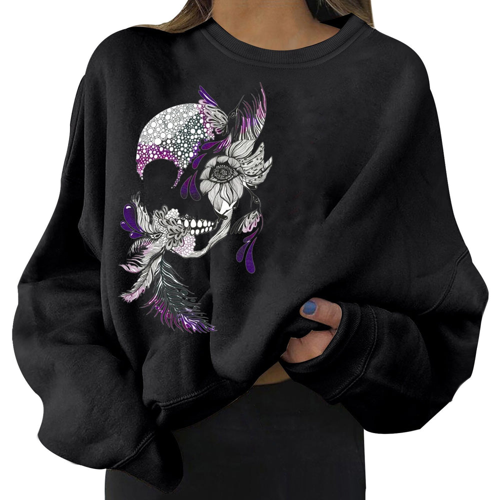 Skull Skeleton Print Oversize Damen Sweatshirt