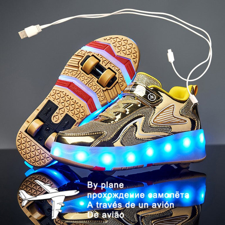 Neue USB Schuhe mit Rollen für Jungen und Mädchen, LED Licht