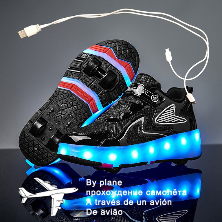 Neue USB Schuhe mit Rollen für Jungen und Mädchen, LED Licht