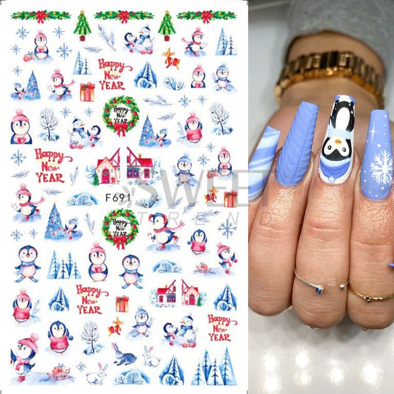 Winter Snowy Nails Art Design