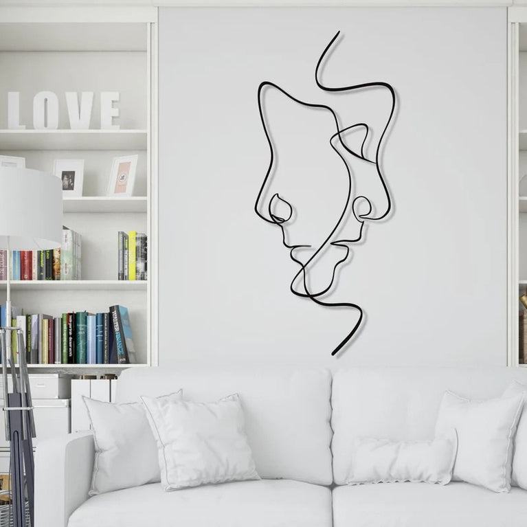 Nordic Face Art Silhouette aus Metall/ Wahre Liebe Wandkunst