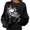 Skull Skeleton Print Oversize Damen Sweatshirt